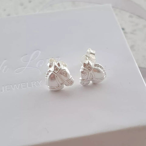 Children's silver horse earrings