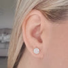 Silver prink crystal ear stud earrings