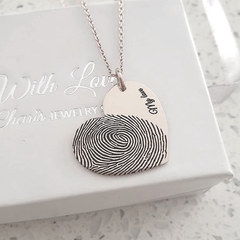 Silver finger print necklace