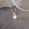Silver cz imitation pearl necklace