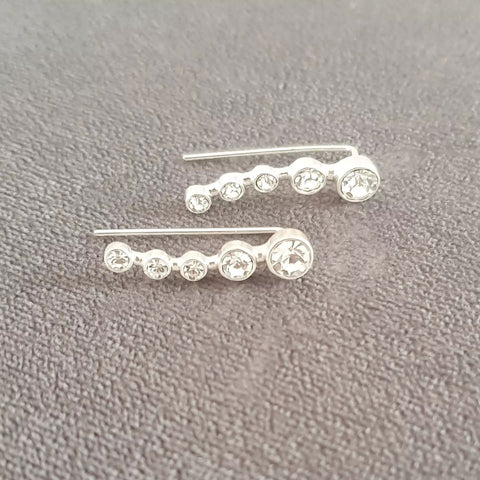 Jewel 925 Sterling Silver CZ Ear Pin Cuff Earrings