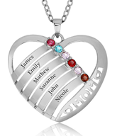925 Sterling Silver Personalized Mother's Necklace with names & birthstones