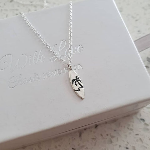 Carla 925 Sterling Silver Small Surfboard Necklace, 4x12mm on 45cm chain