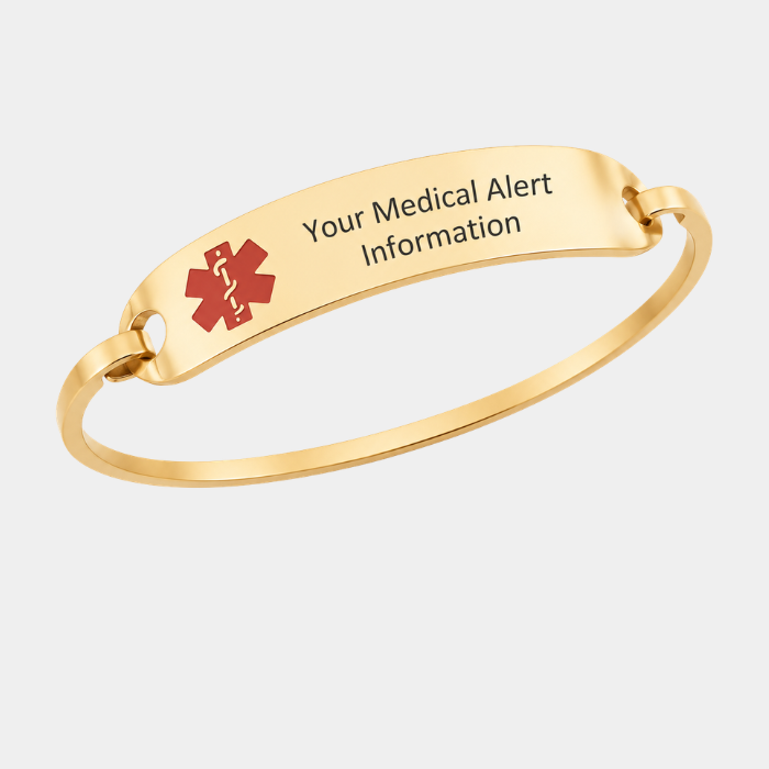 MADDISON GOLD PERSONALISED MEDICAL ALERT BANGLE