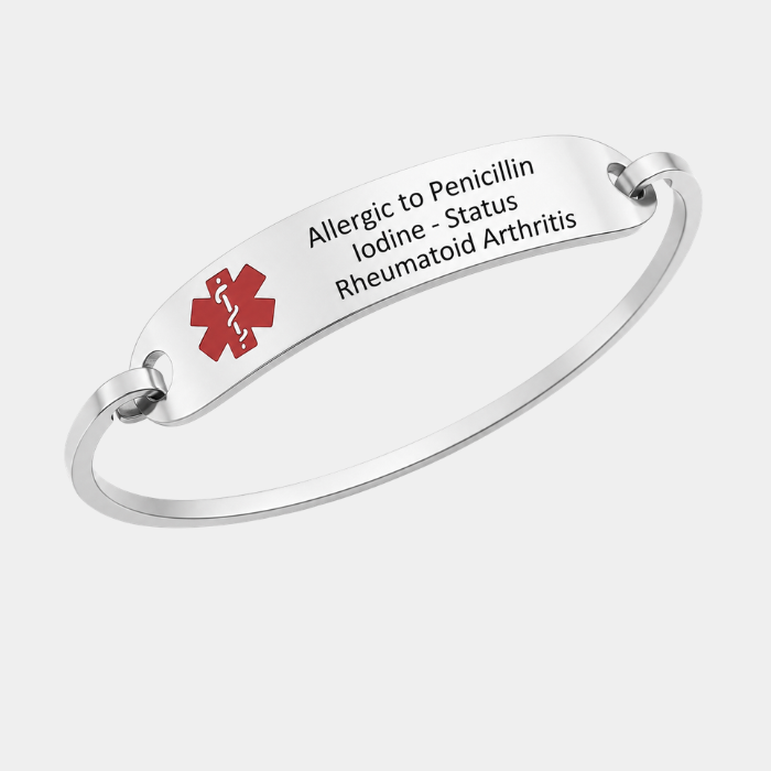 MADDISON SILVER PERSONALISED MEDICAL ALERT BANGLE