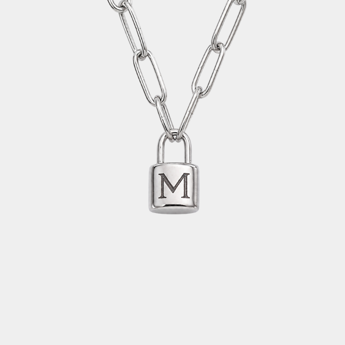 ISLA PERSONALISED SILVER LOCK INITIAL NECKLACE (READY IN 3 DAYS)
