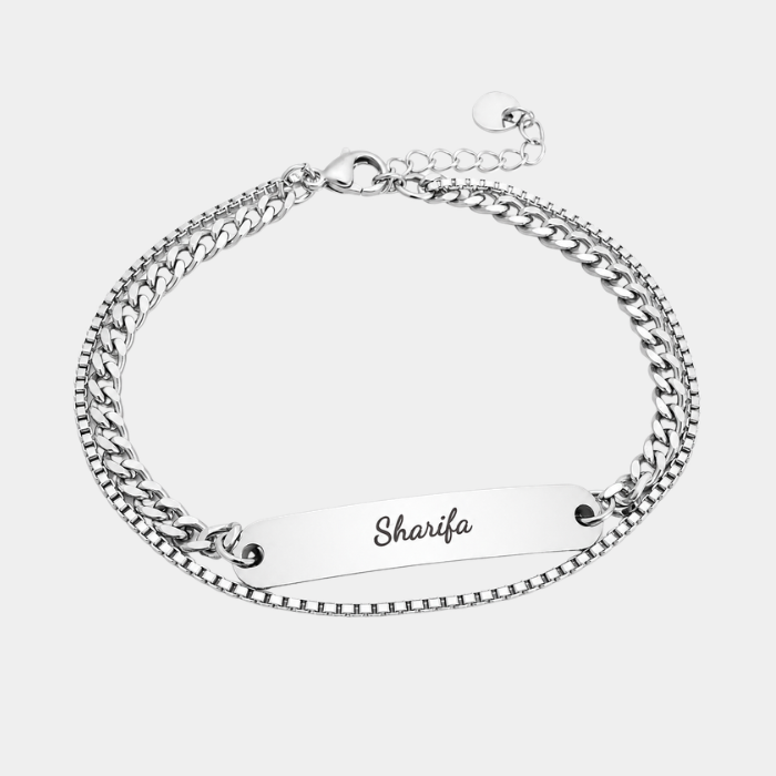 SHAMIRA PERSONALISED SILVER LAYERED BRACELET (READY IN 3 DAYS)