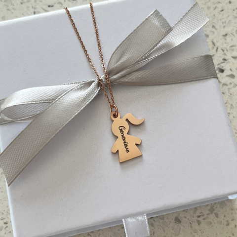 Ella Personalized Children Tag Necklace, Rose Gold Stainless Steel (READY IN 3 DAYS!)