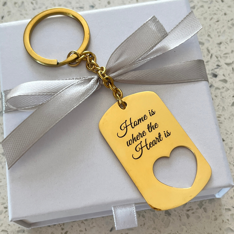 Mieke CutOut Heart Personalized Keyring, Gold Stainless Steel (READY IN 3 DAYS)