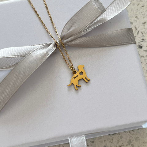 Trixie Tiny Personalized Pet Necklace, Gold Stainless Steel (READY IN 3 DAYS!)