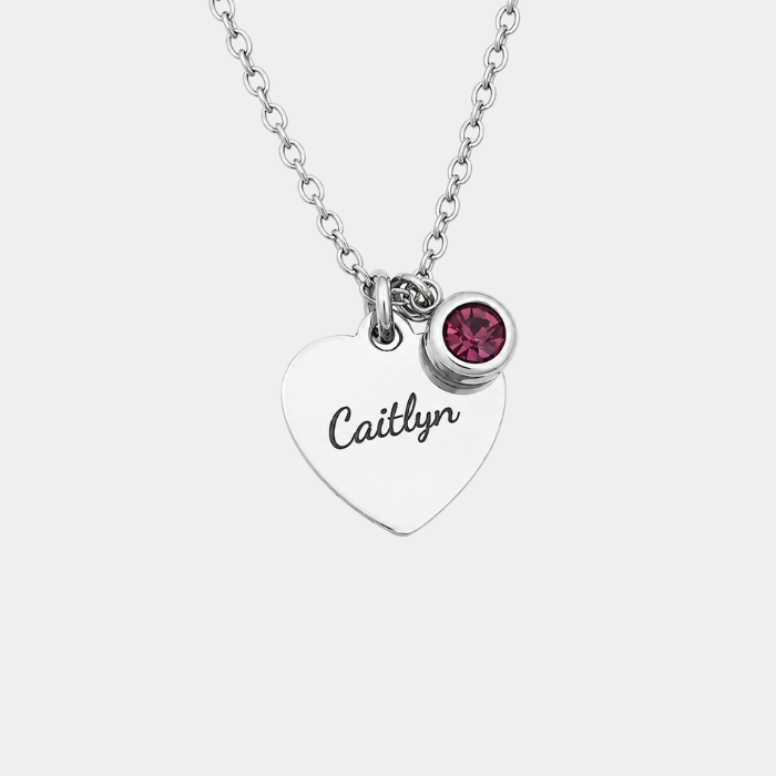 ATARAH PERSONALISED HEART WITH BIRTHSTONE NECKLACE (READY IN 3 DAYS)