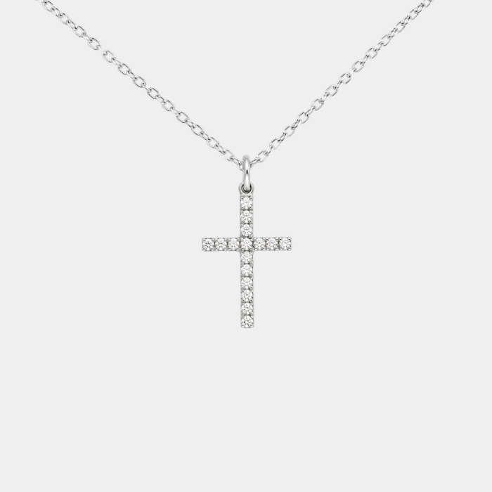 GRACE CZ SILVER CROSS NECKLACE