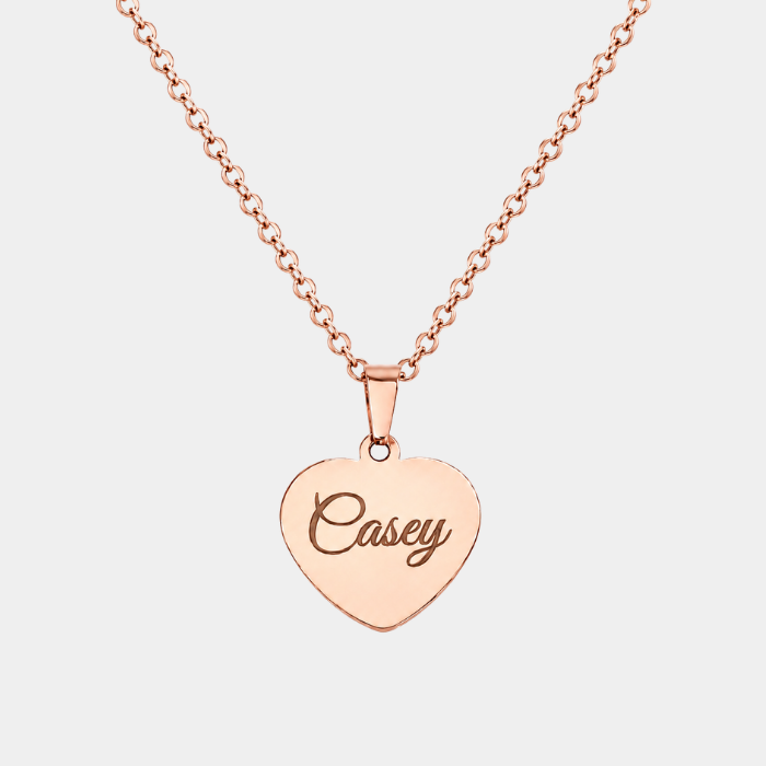 CASEY PERSONALISED ROSE GOLD HEART NECKLACE (READY IN 3 DAYS)
