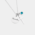 LAMARA PERSONALISED SILVER CROSS & BIRTHSTONE NECKLACE (READY IN 3 DAYS)