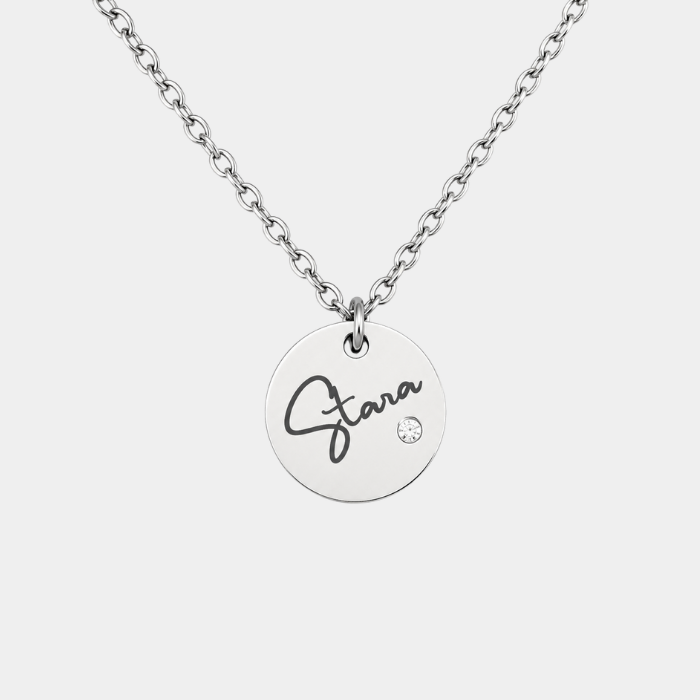 GEM PERSONALISED DISC NECKLACE (READY IN 3 DAYS)