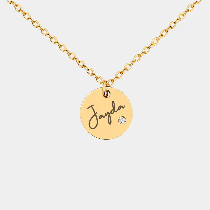 GEM PERSONALISED GOLD DISC NECKLACE (READY IN 3 DAYS)