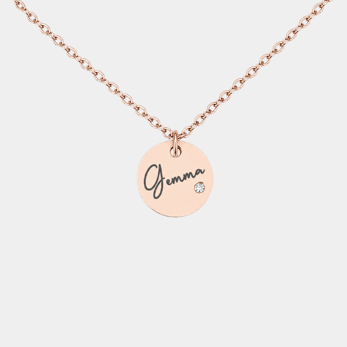 GEM PERSONALISED ROSE GOLD DISC NECKLACE (READY IN 3 DAYS)