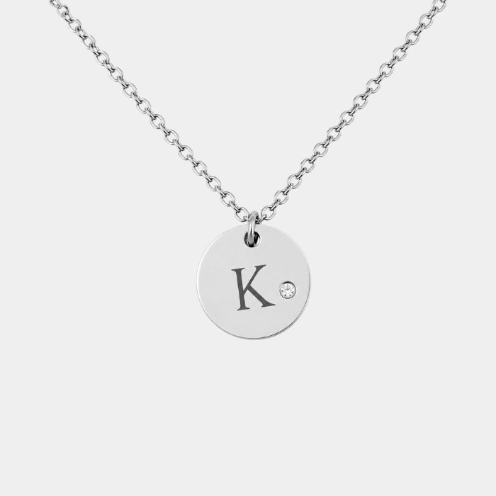 GEM INITIAL PERSONALISED DISC NECKLACE (READY IN 3 DAYS)