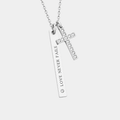 SHILOH PERSONALISED SILVER DAINTY BAR CROSS NECKLACE (READY IN 3 DAYS)