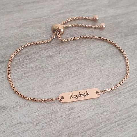 Jayda Rose Gold Personalized Stainless Steel bracelet, Adjustable Size (READY IN 3 DAYS)