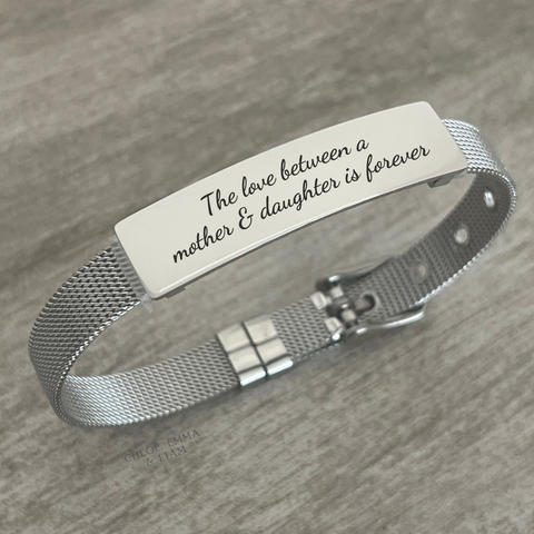 Zanna Personalized Bracelet, Adjustable Strap, Silver Stainless Steel