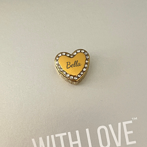 Charis Love Story Personalized European Charm, Gold Stainless Steel (READY IN 3 DAYS)