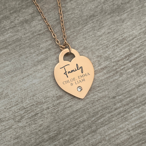 Amara Personalized Necklace, Rose Gold Stainless Steel, Size: 21mm on 45cm chain (READY IN 3 DAYS!)