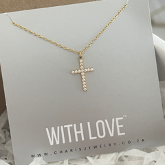 CZ Gold Cross Necklace