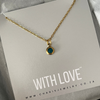 Gia Birthstone Necklace Jan - Dec, Gold Stainless Steel Water & Tarnish Proof