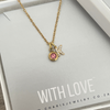 Identity Initial and Birthstone Necklace, Gold Stainless Steel, Adjustable 45-50cm
