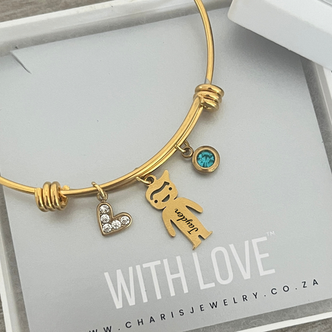 Mommy Story Starter Bangle, Gold Stainless Steel, Size 60mm Diameter