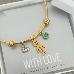 Mommy Story Starter Bangle, Gold Stainless Steel, Size 60mm Diameter