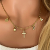 Story Necklace with Cross, Initial, Birthstone, Paw & Heart, Tarnish proof, Adjustable