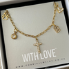 Story Necklace with Cross, Initial, Birthstone, Paw & Heart, Tarnish proof, Adjustable