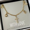 Story Necklace with Cross, Initial, Birthstone, Paw & Heart, Tarnish proof, Adjustable