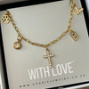 Story Necklace with Cross, Initial, Birthstone, Paw & Heart, Tarnish proof, Adjustable