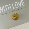 Personalized heart european charm bead, gold