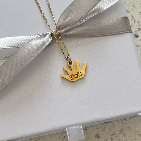 Catherine CZ Personalized Crown Necklace, Stainless Steel READY IN 3 DAYS! (Gold or Silver)
