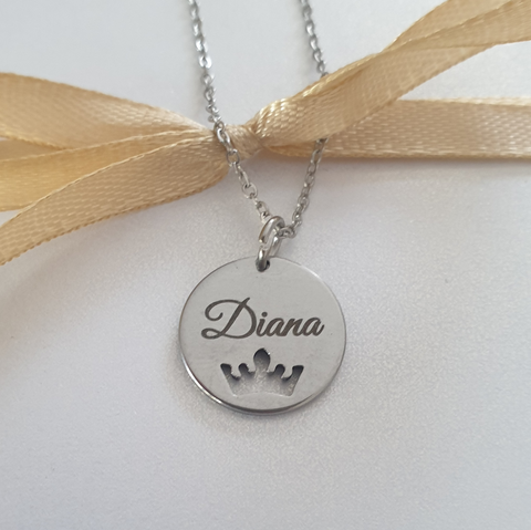 Diana Personalized Necklace, Gold Stainless Steel, Size: 15mm on 45cm chain (READY IN 3 DAYS)