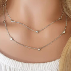 Silver layered heart necklace