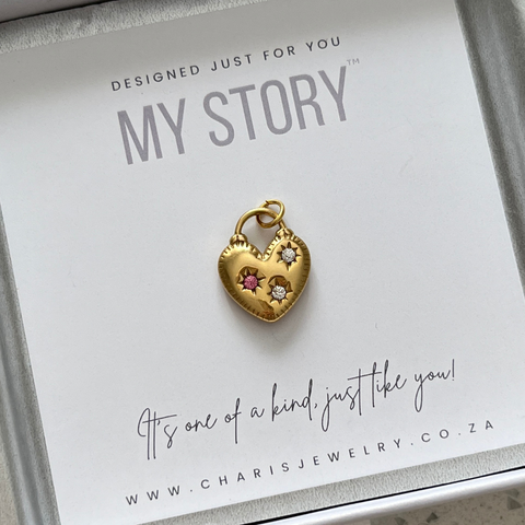 Heart Rhinestone Dangle, Gold Water & Tarnish Proof, Size 17.5mm