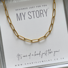 Gold paperclip necklace for charms