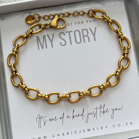 My Story Starter Bracelet, Gold Stainless Steel, Adjustable (Dangles sold separately)