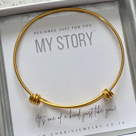 Love Story Starter Bangle, Gold Stainless Steel, Size 60mm Diameter