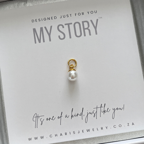 Pearl Dangle, Gold Stainless Steel, Size 9mm