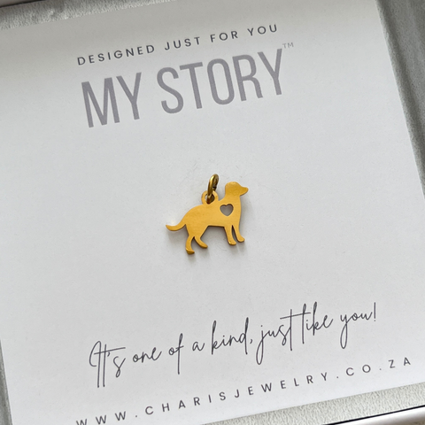 Dog Charm Dangle, Gold Water & Tarnish Proof, Size 11mm