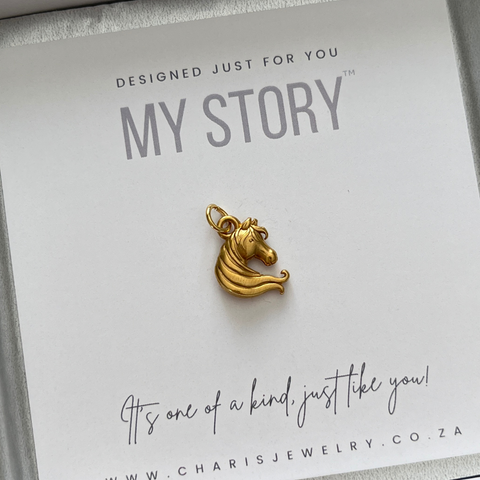 Horse Charm Dangle, Gold Water & Tarnish Proof, Maxi Size 14.5mm