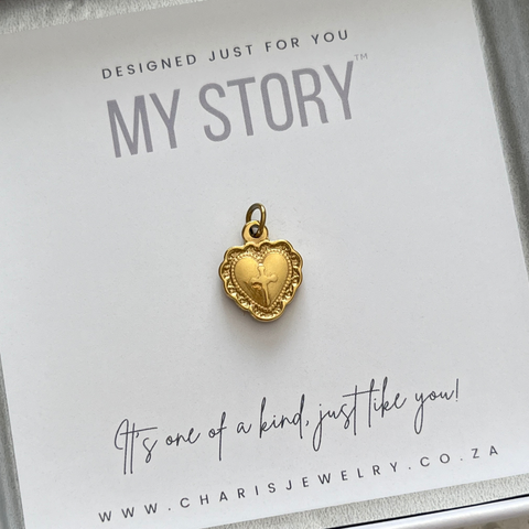 Heart Cross Charm Dangle, Tarnish Proof Gold Stainless Steel