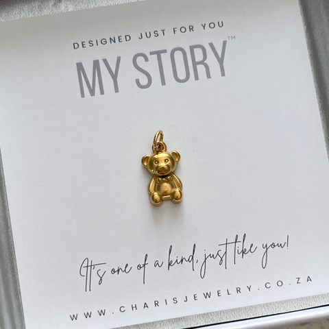 Teddy Bear Charm Dangle, Tarnish Proof Gold Stainless Steel