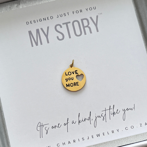 Love you more Dangle, Gold Water & Tarnish Proof, Size 13.5mm